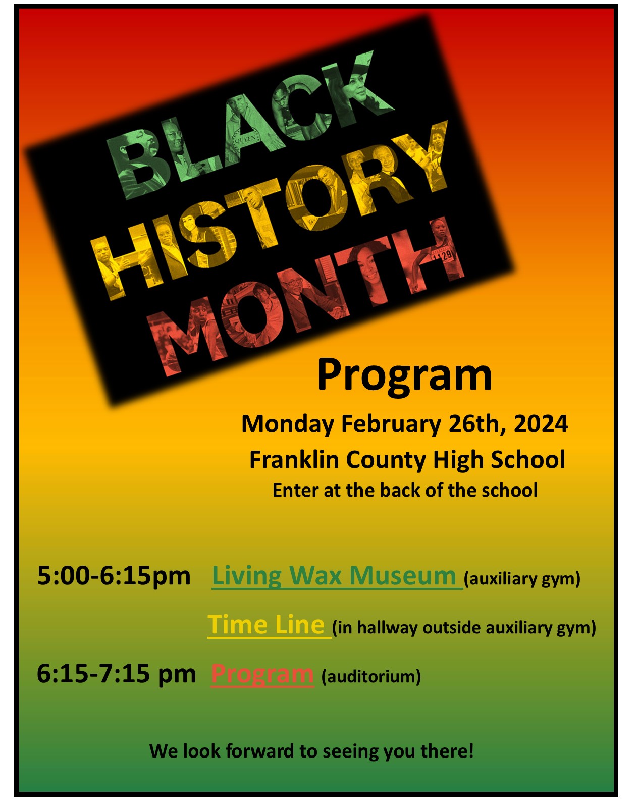 Black History Month program on Feb 26th at FCHS
