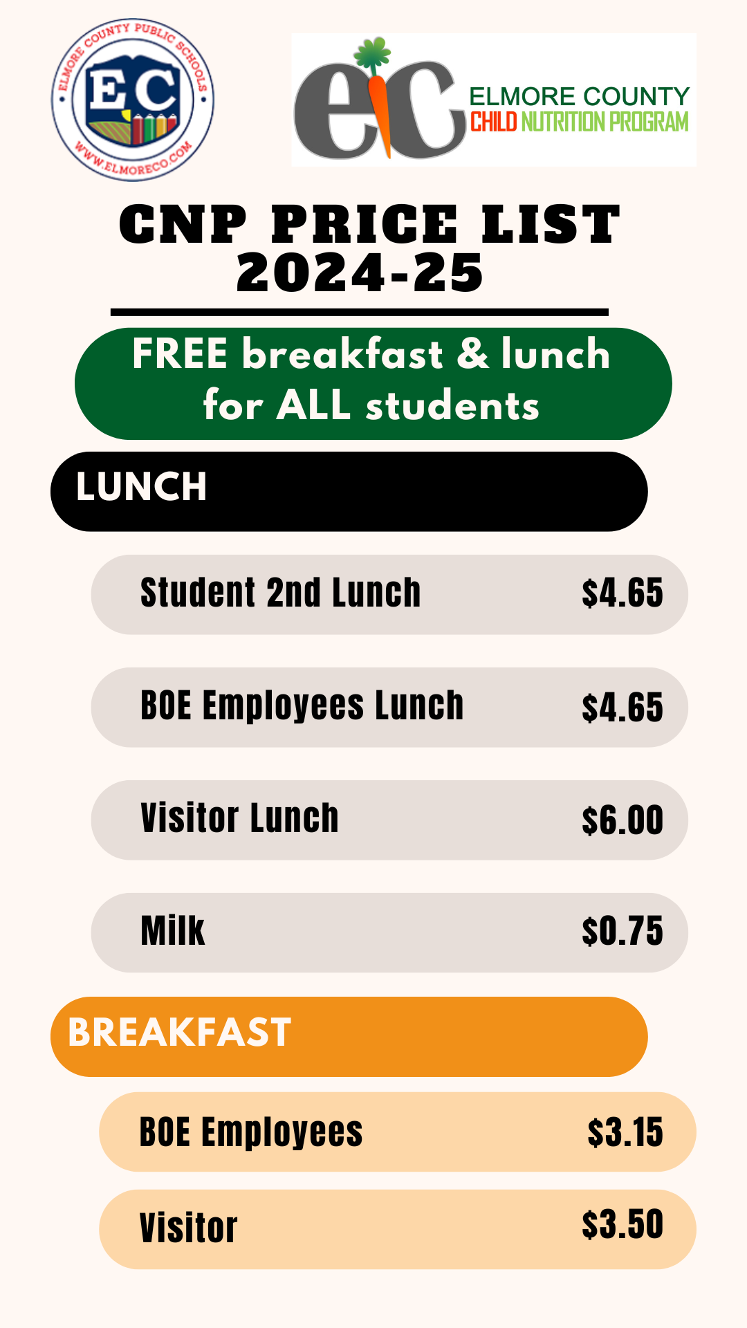 CNP Meal Pricing Flyer