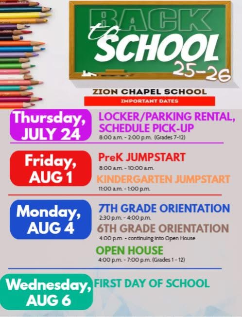 Back to School Schedule