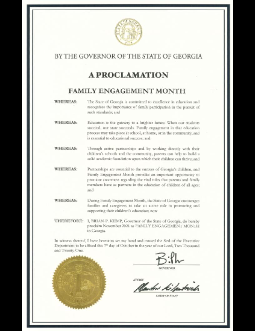 proclamation of family engagement month