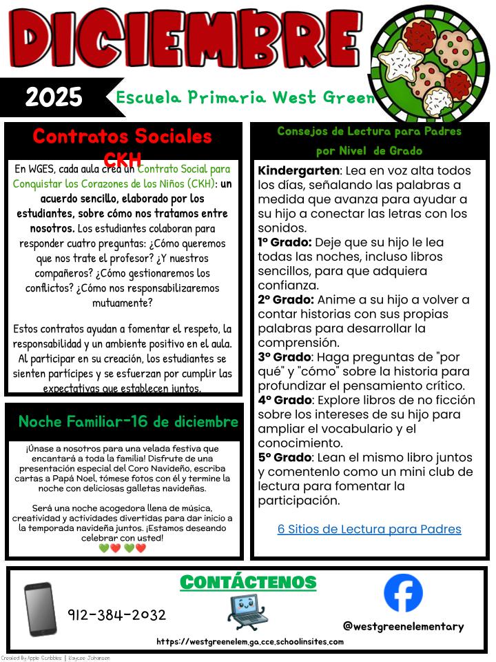DECEMBER SCHOOL NEWSLETTER (SPANISH)