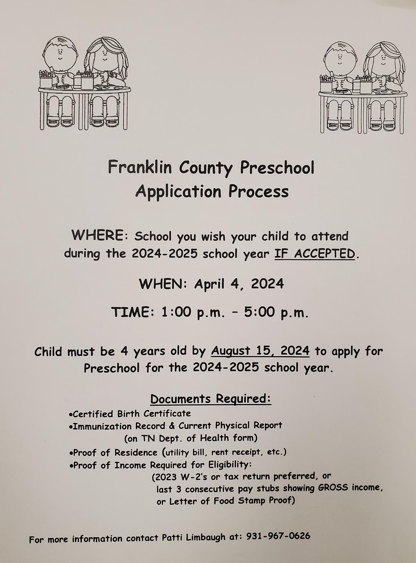 Preschool application processcan be found in document link below