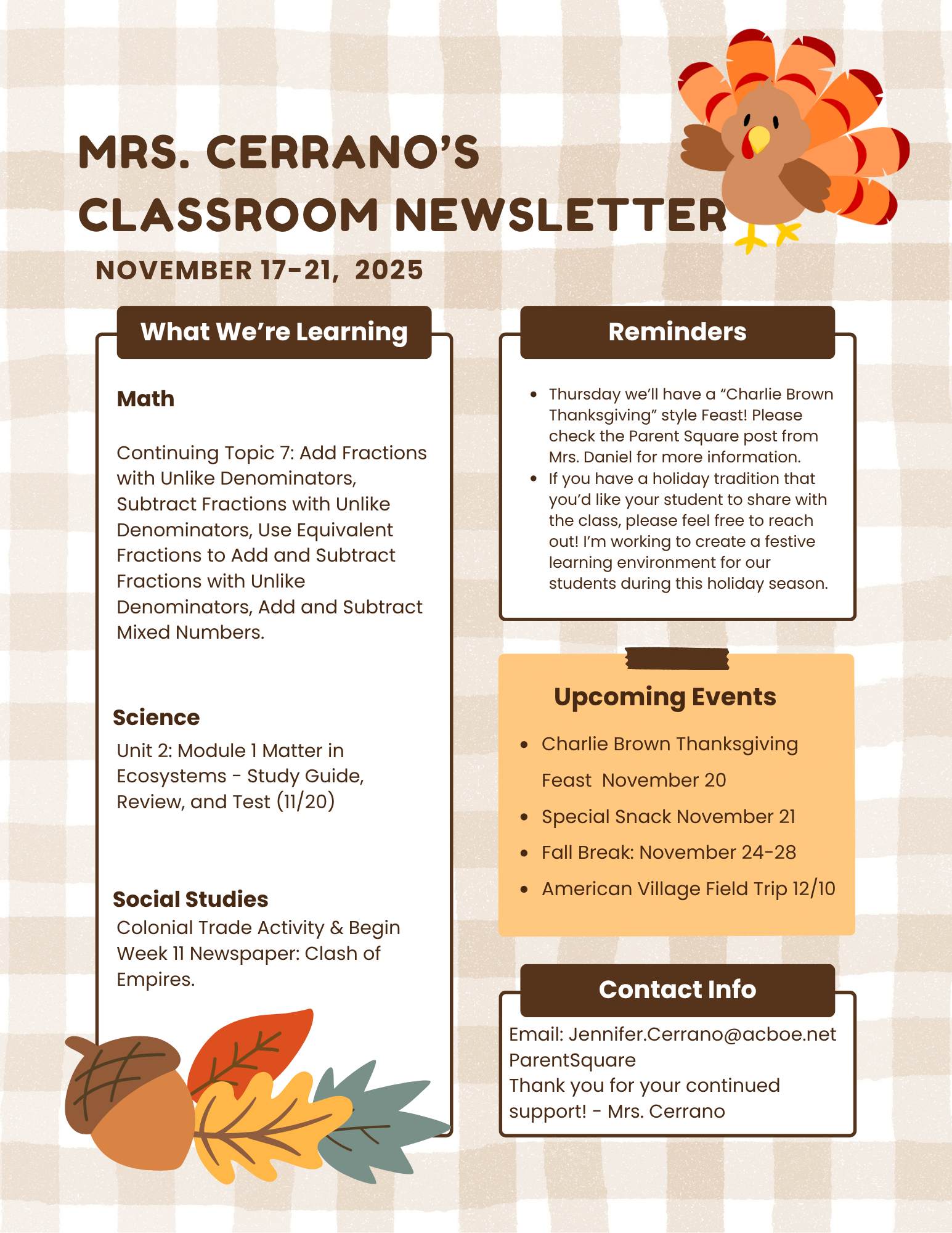 Newsletter 11/17-11/21