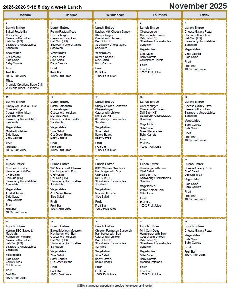 nov lunch menu nov lunch menu