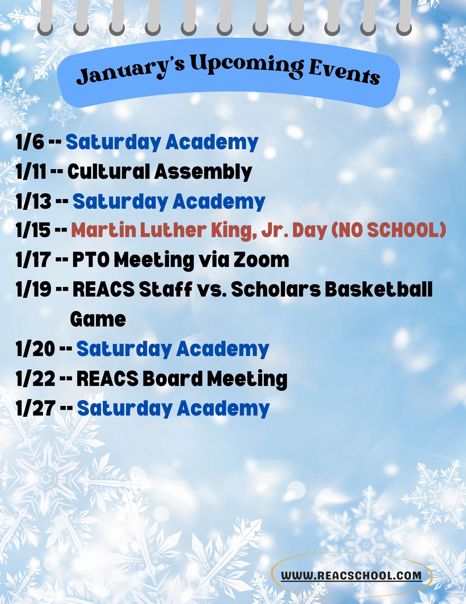 January Upcoming Events