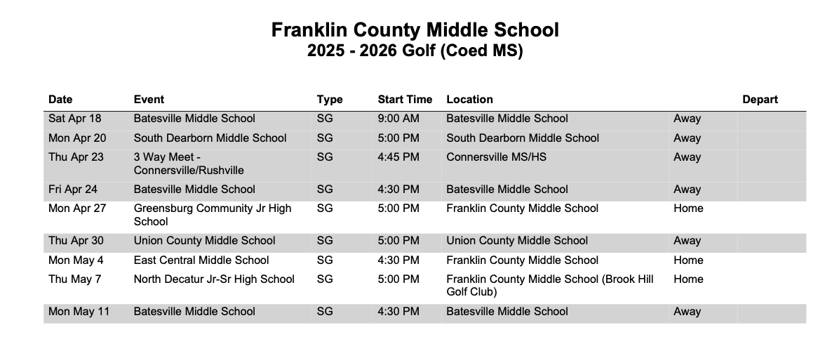 golf schedule picture