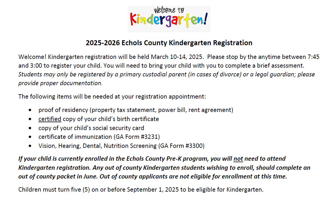 Kindergarten Registration in English