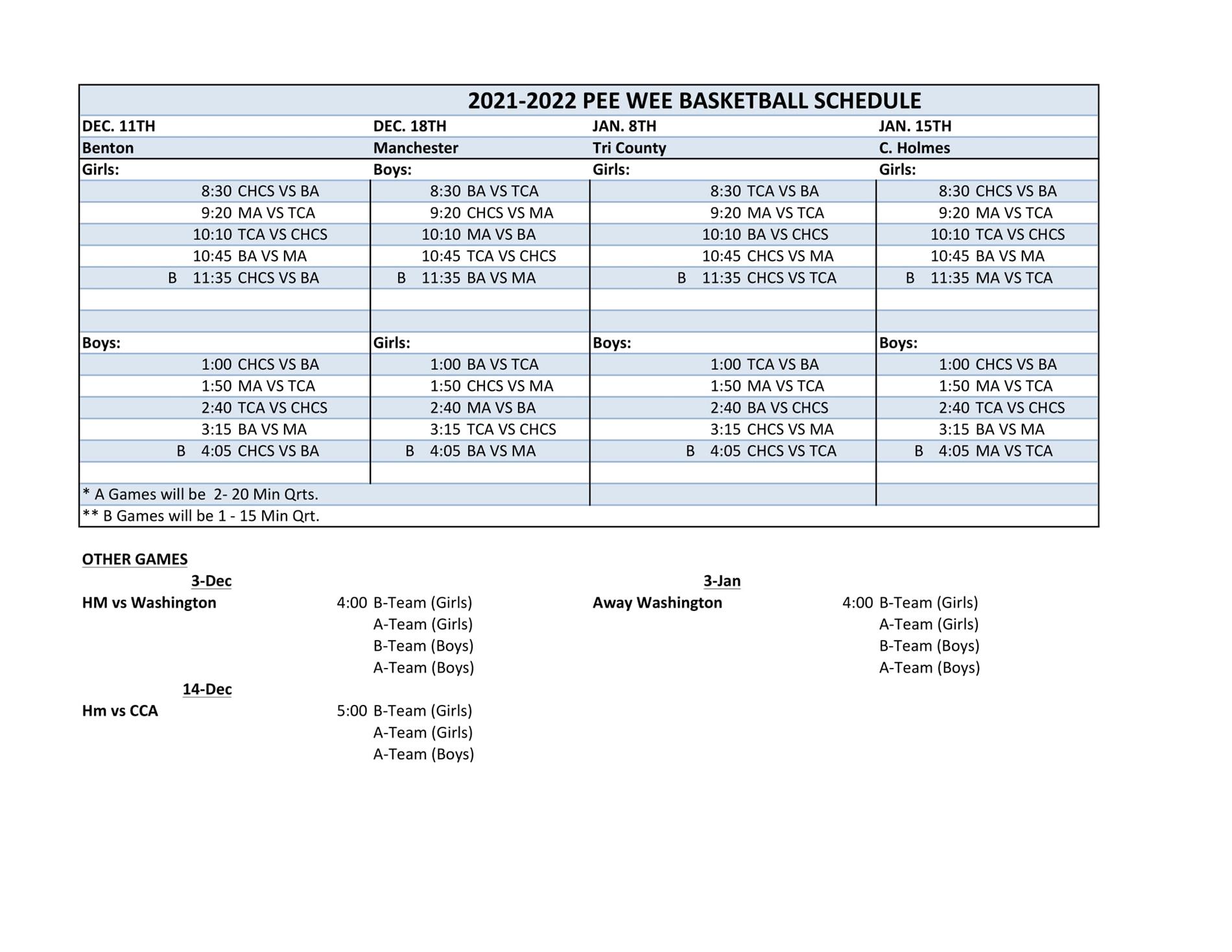 Pee Wee Basketball