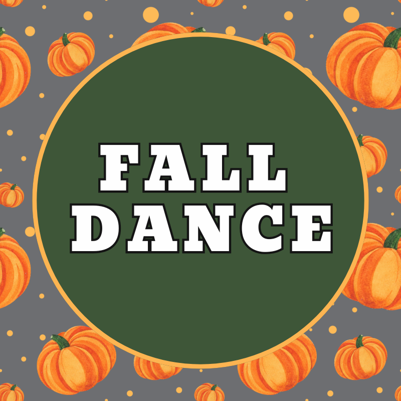 fall dance with pumpkins in background