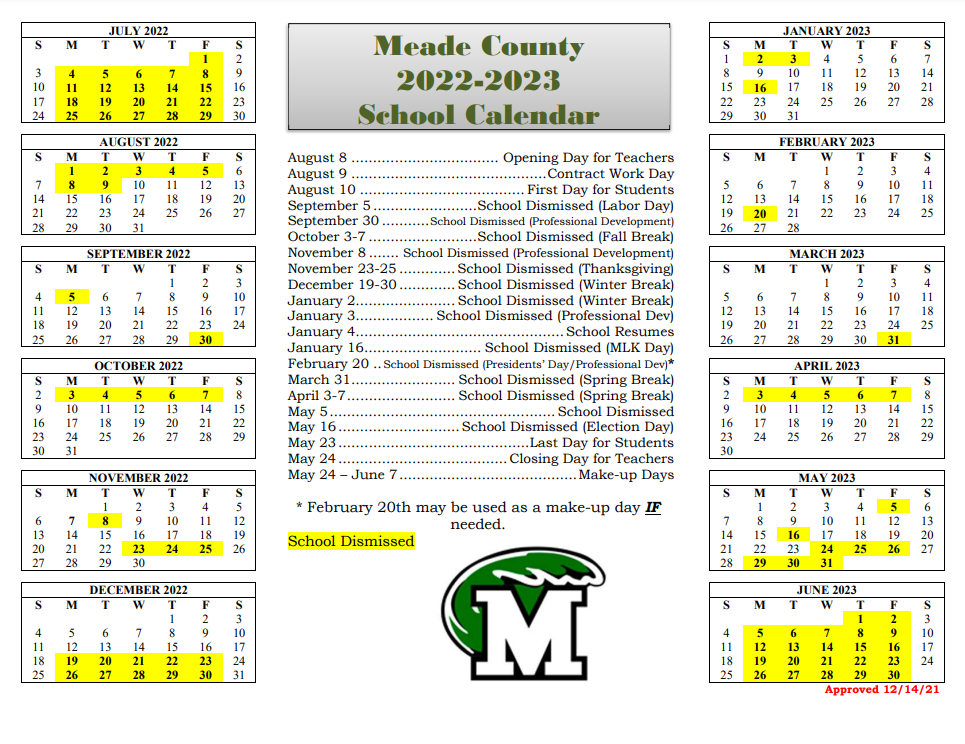 Meade County School 2022-2023 Calendar