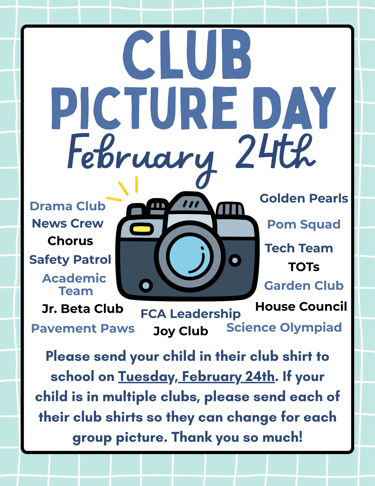 Club Picture Day Flyer
