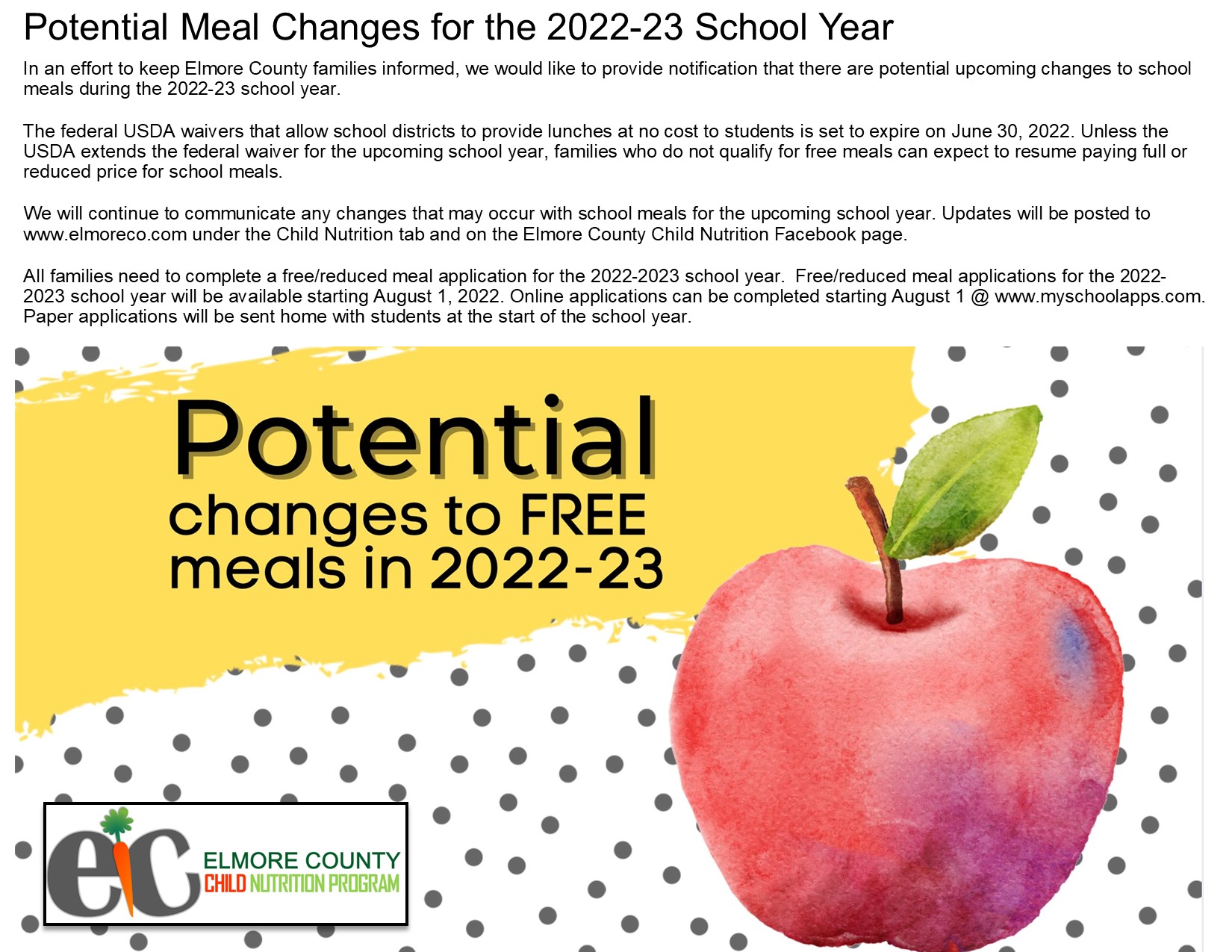 Potential Changes to Free Meals