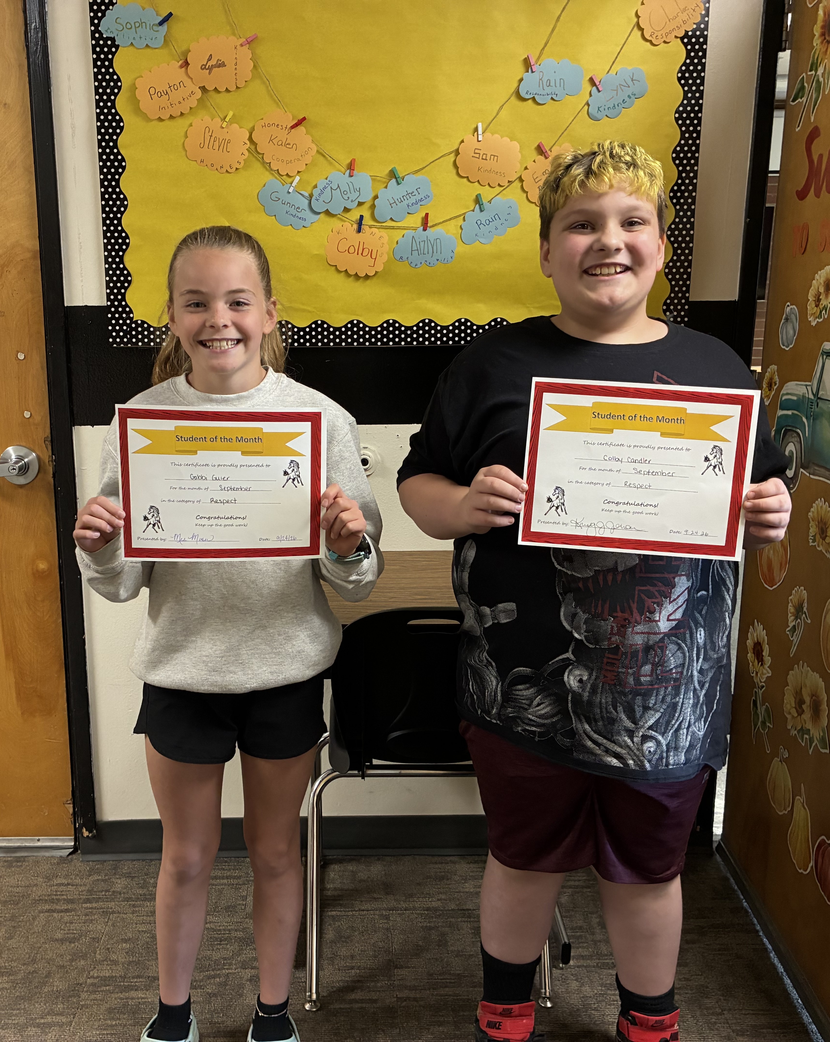 September Students of the Month for Respect