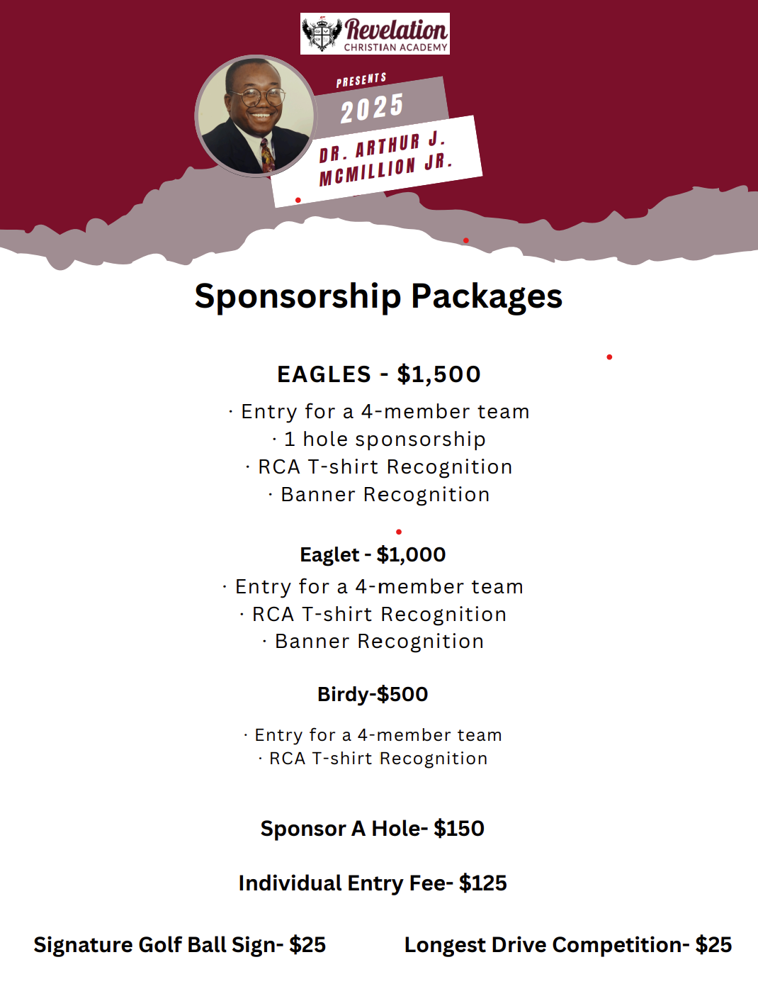 2025 Golf Tournament Sponsorship Packages