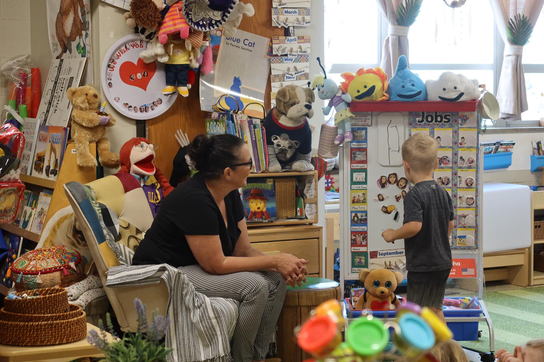 Ledith leads a preschool class in Aledo, Illinois