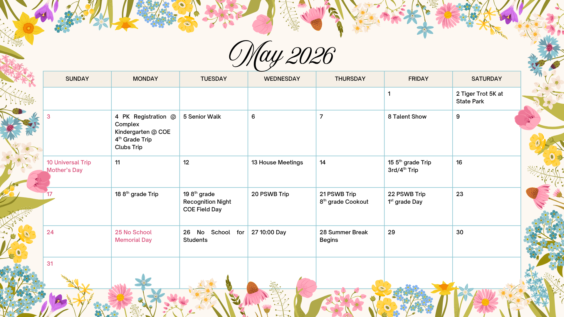 May Calendar