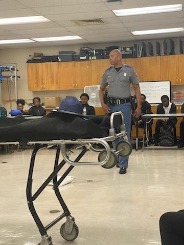 Guest Speaker, Sgt. Marvin Baird talking about distracting driving