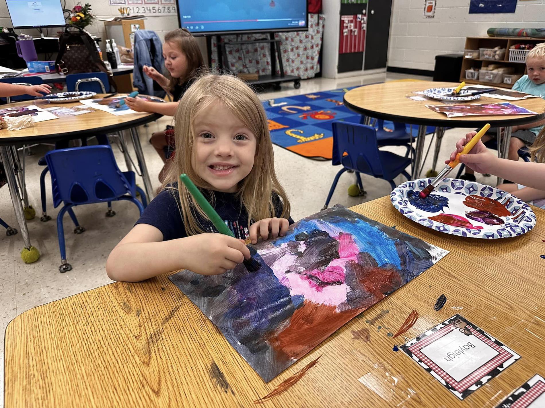 Pre-K student painting