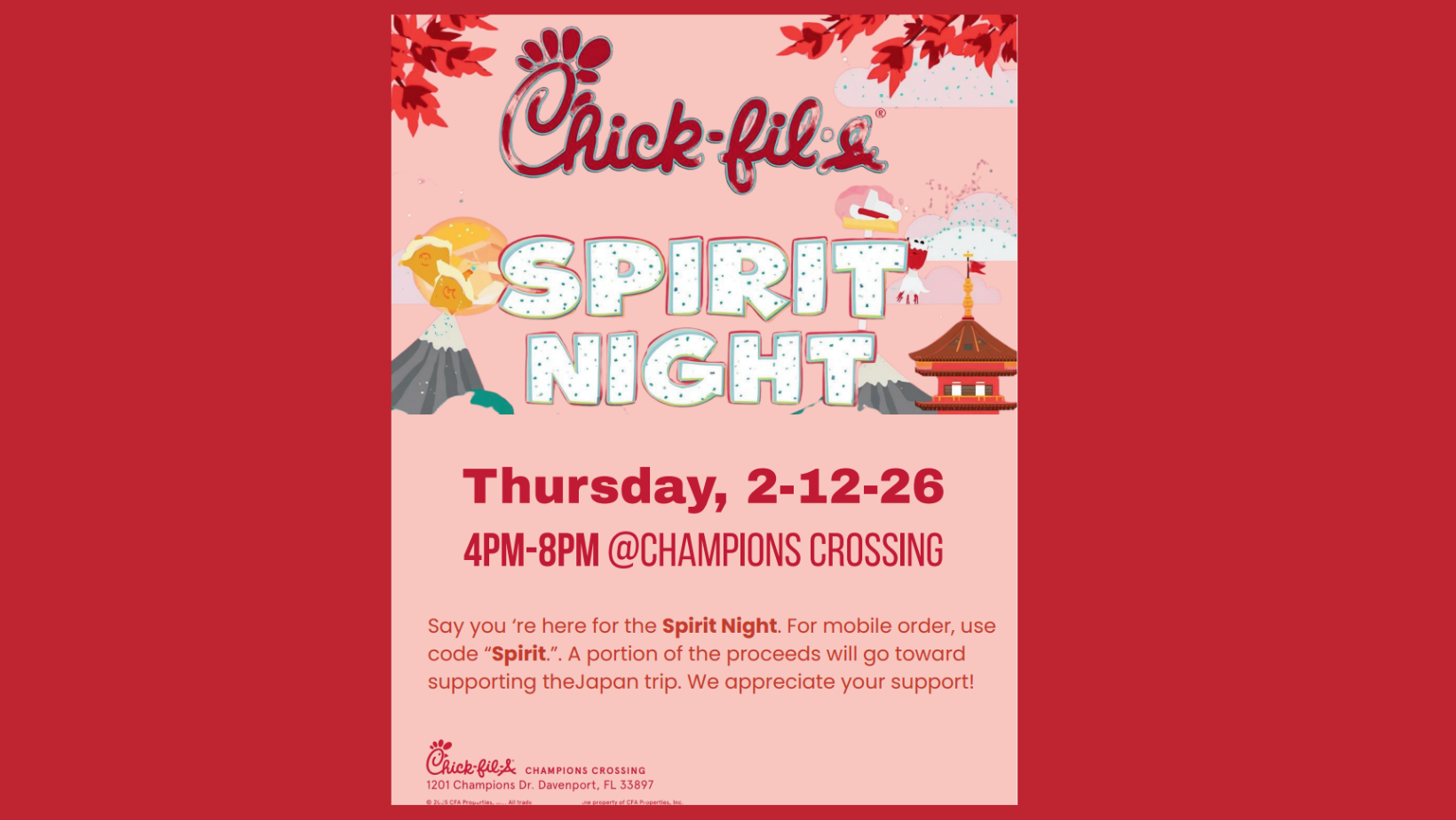 chickfila spirit night_Japan