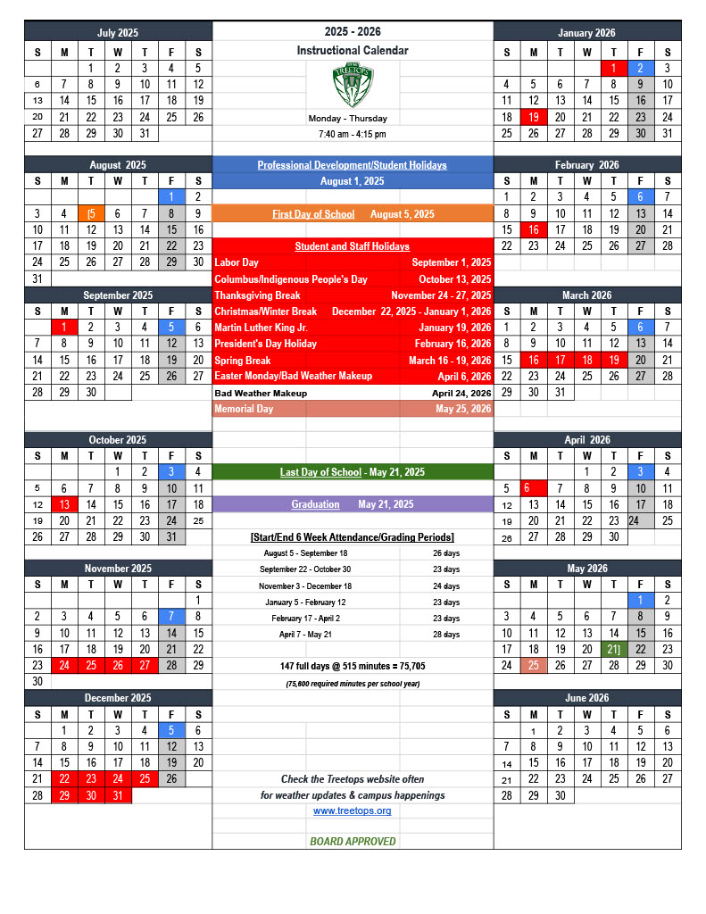 2025 2026 Approved School Calendar