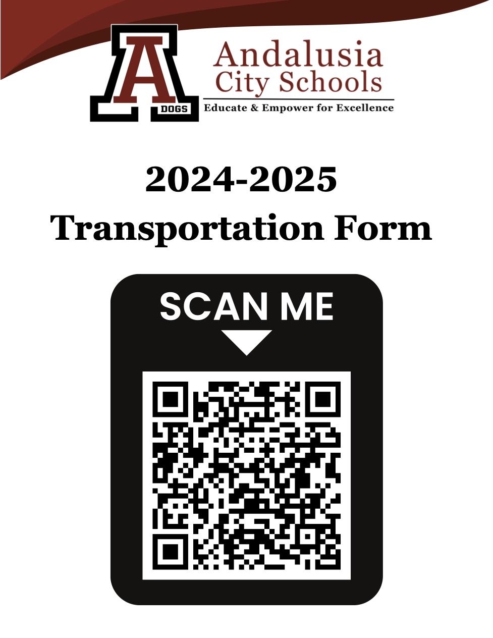 QR Code for Bus Registration for the 24-25 School Year