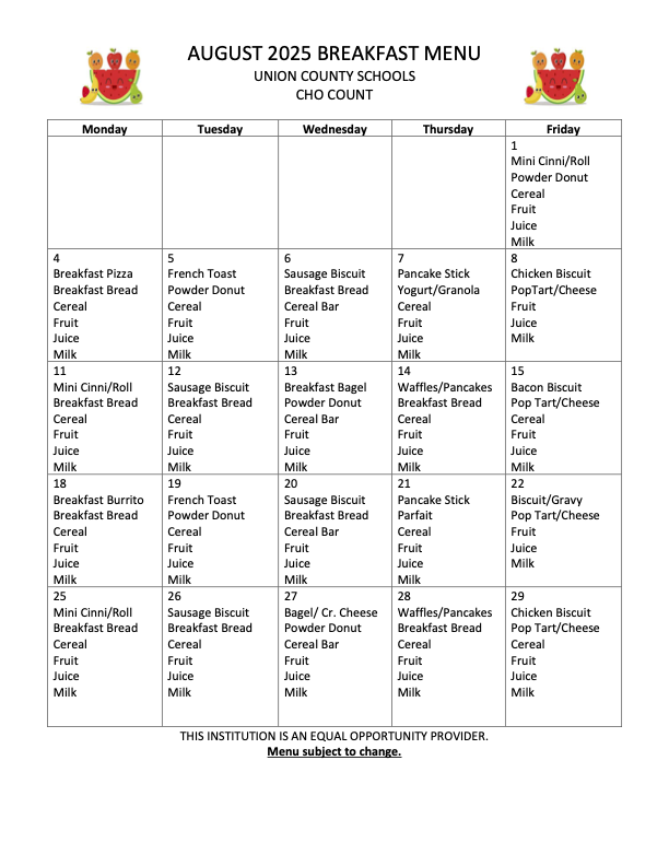 Breakfast Menu