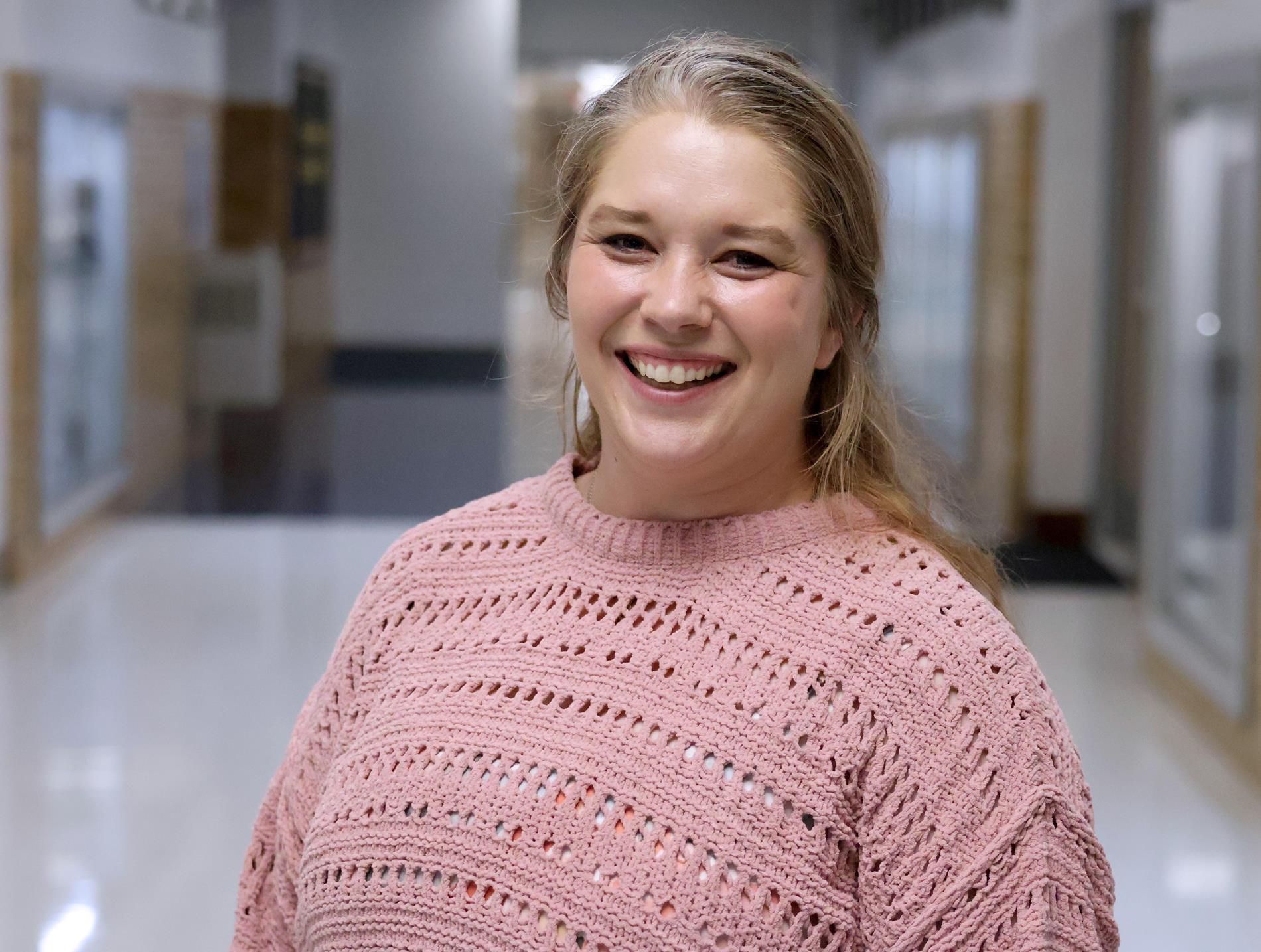 Smiling middle school teacher