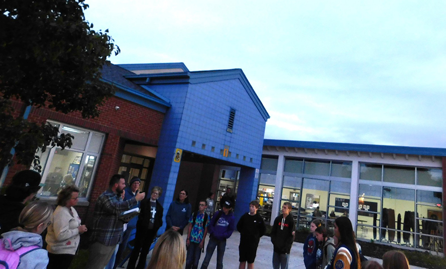SLHS gather at the flagpole