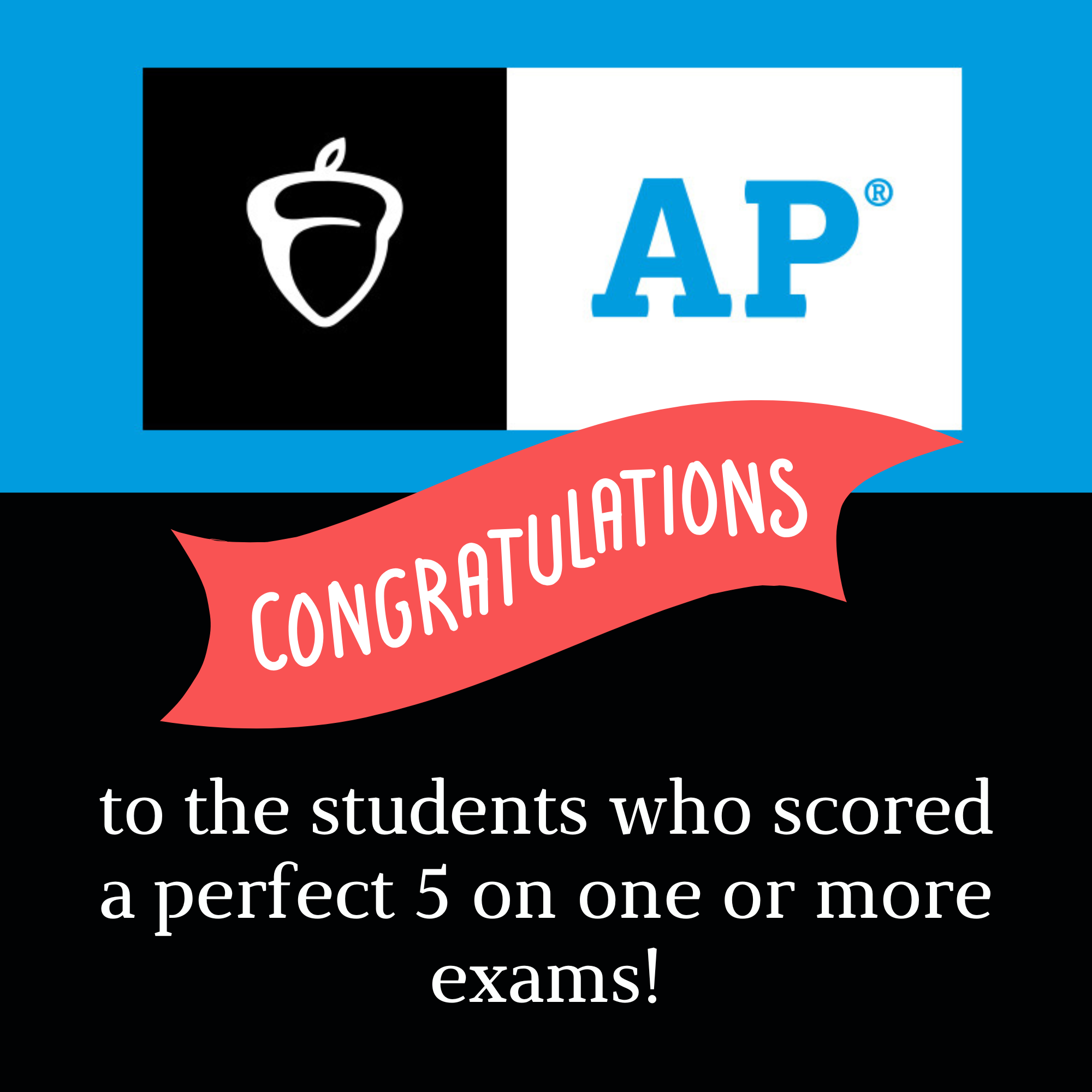 AP Congratulations to the students who scored a perfect 5 on one or more exams!