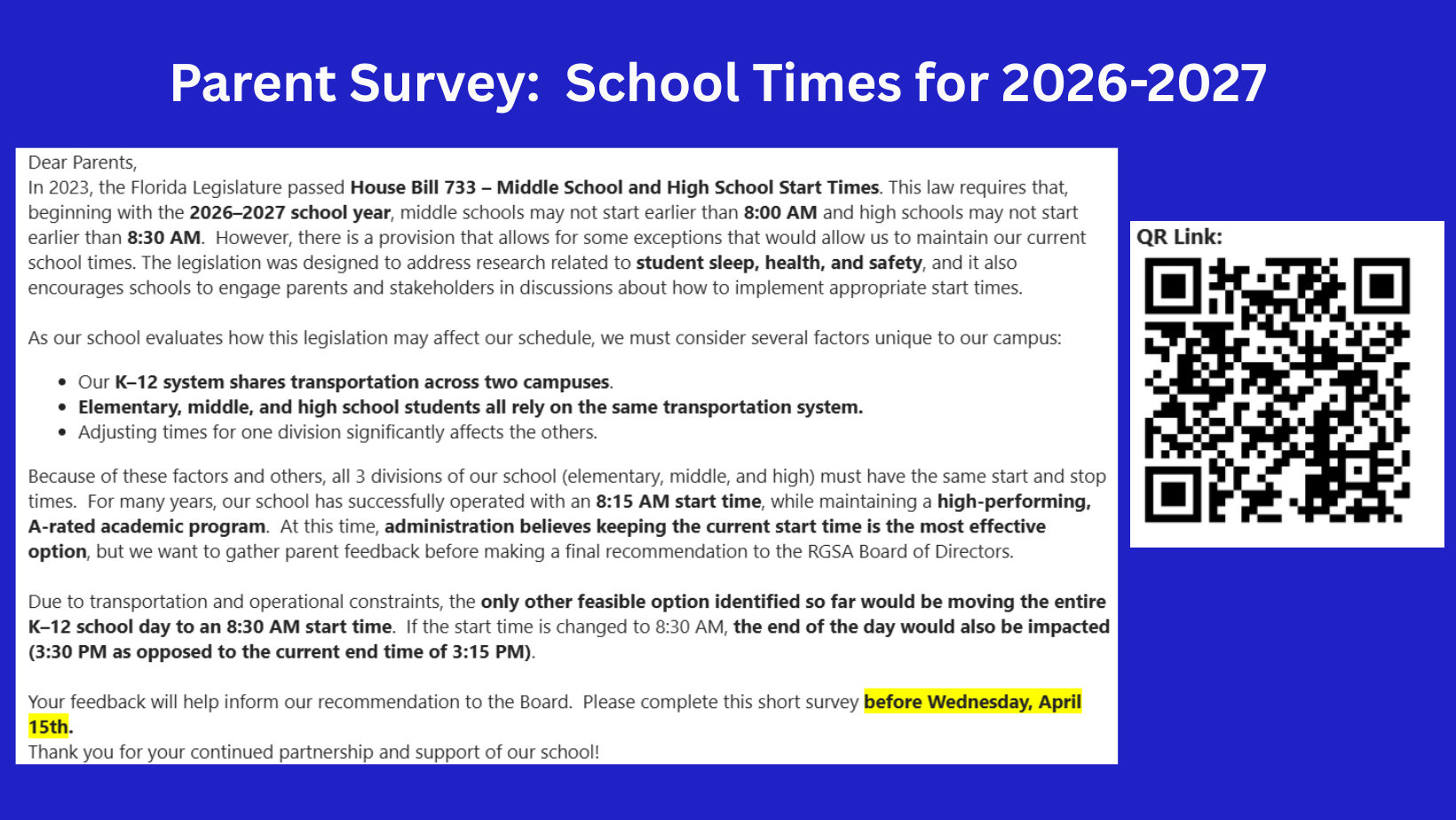 Parent Information Survey