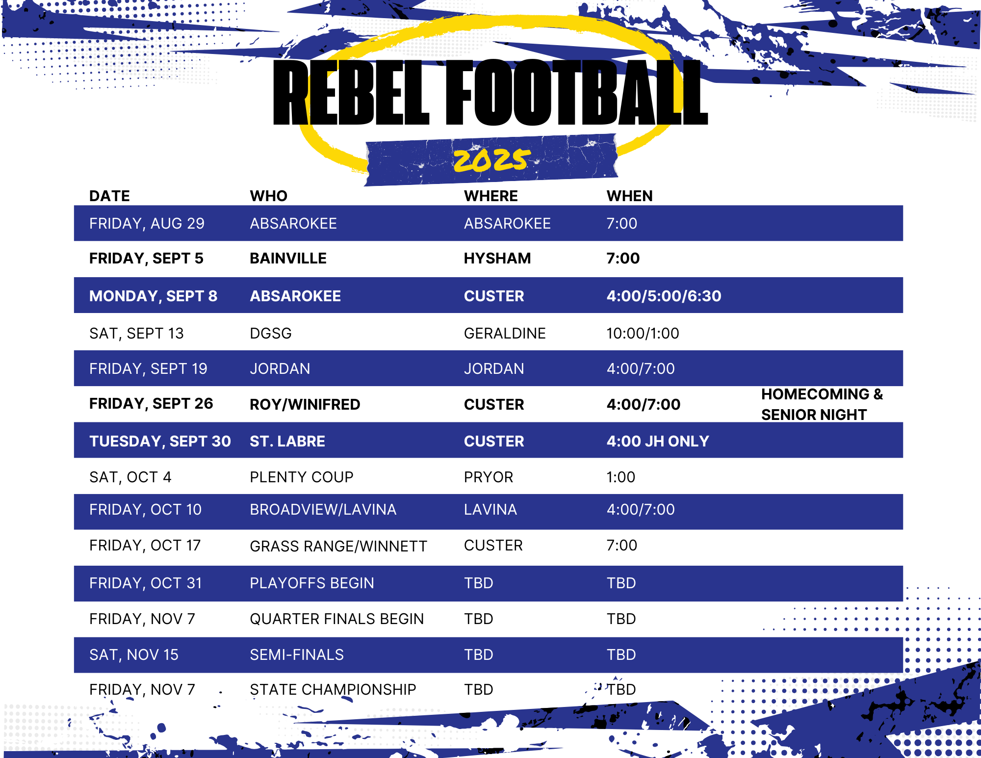 fb schedule