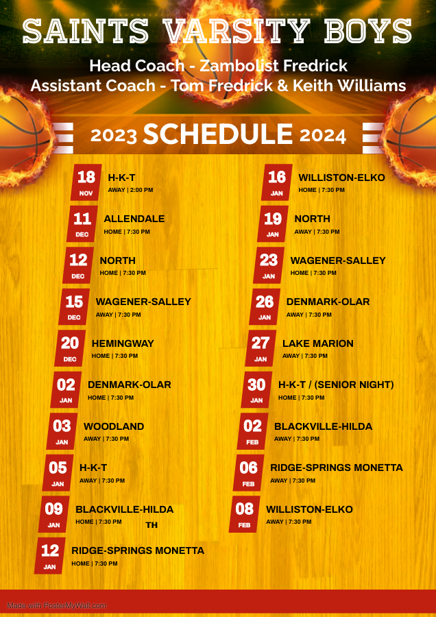 Varsity Boys Basketball Schedule