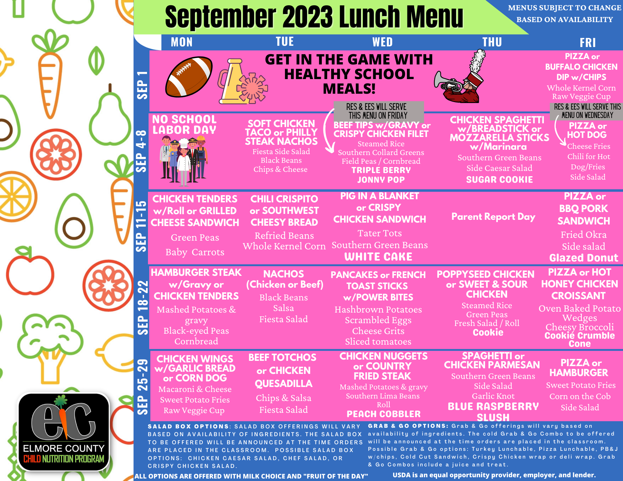 healthy school lunch menu