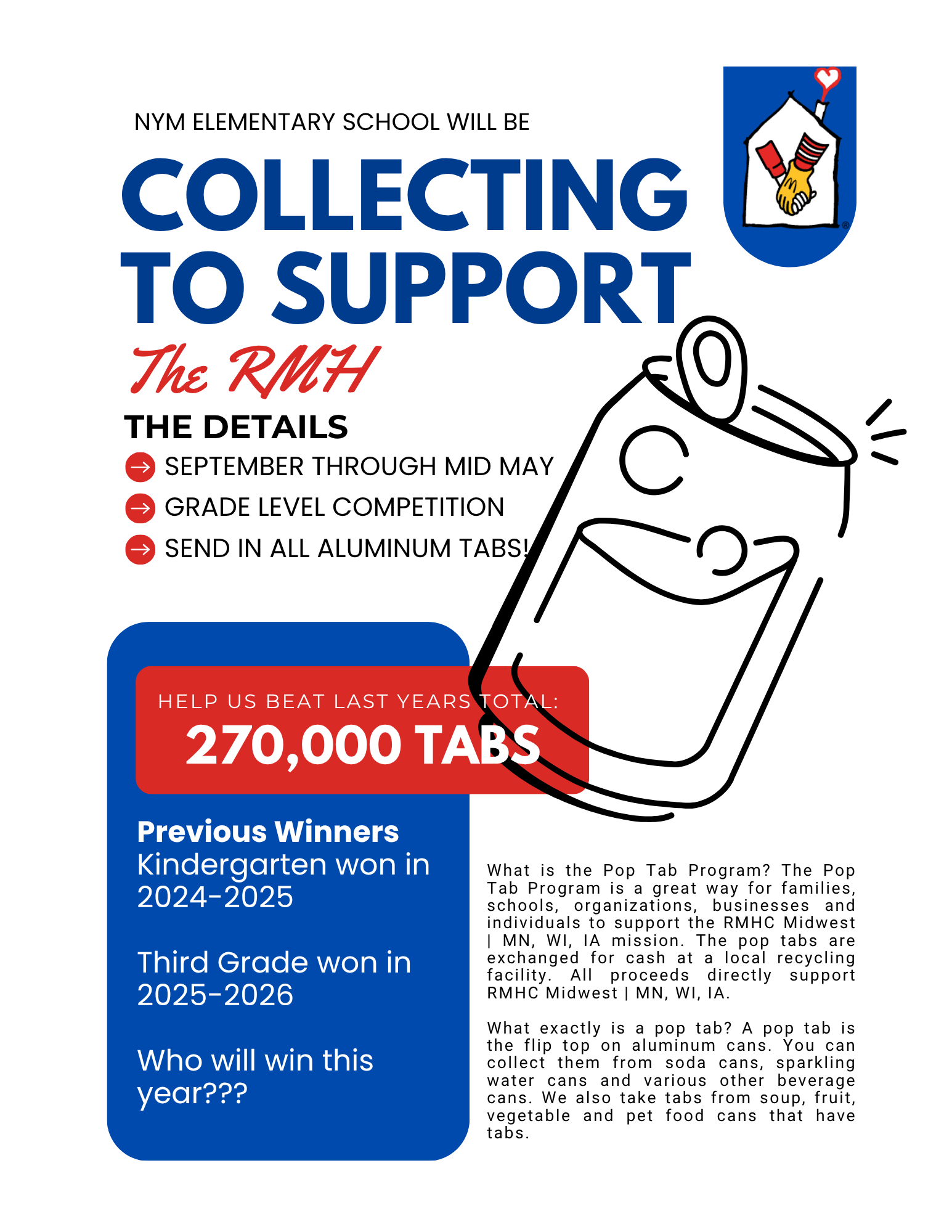 pop tab collection will take place from now until May