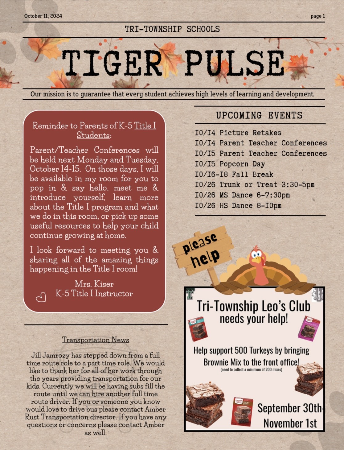 Tiger Pulse Front Page 10/11/24