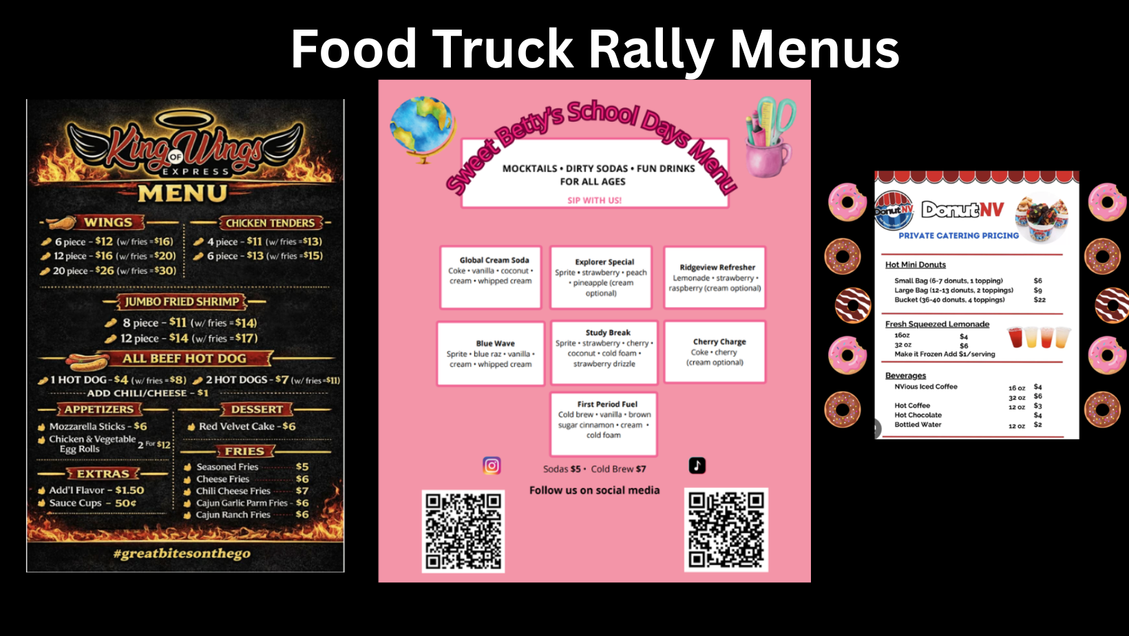 Food Truck Rally Menus Part 1