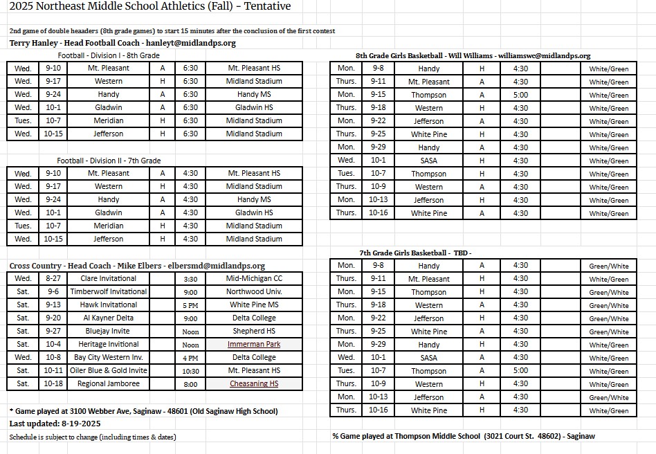 Northeast Fall Sports Schedule 2025 Northeast Fall Sports Schedule 2025