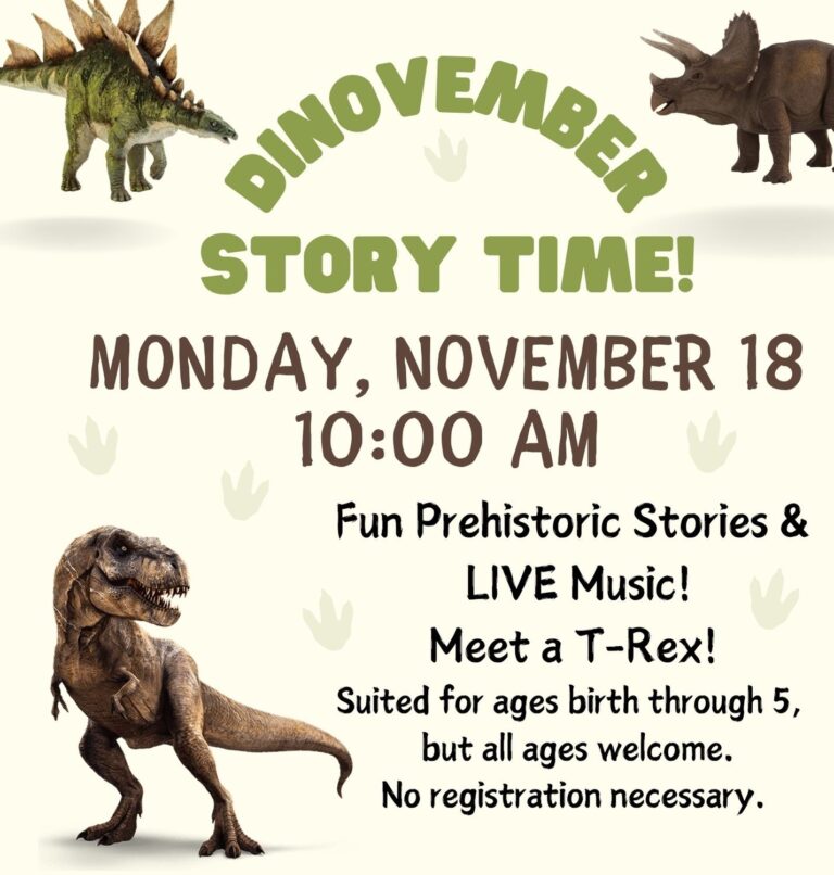 Dinosaur Storytime Children's Event Bill Memorial Library Groton CT