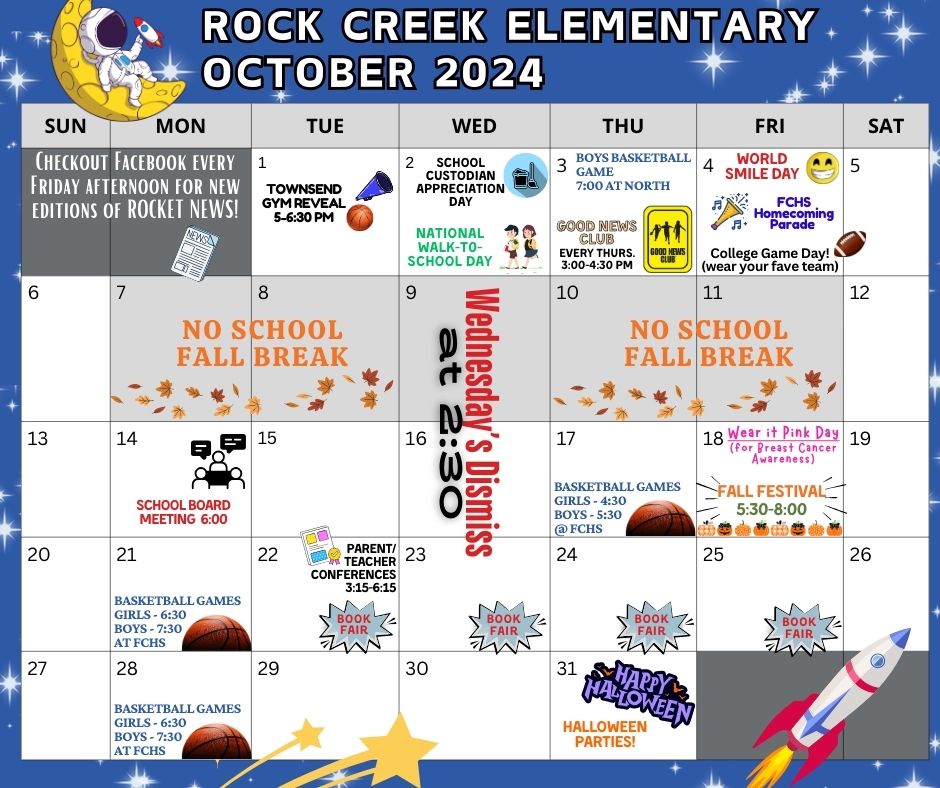 Rock Creek Elementary October Calendar