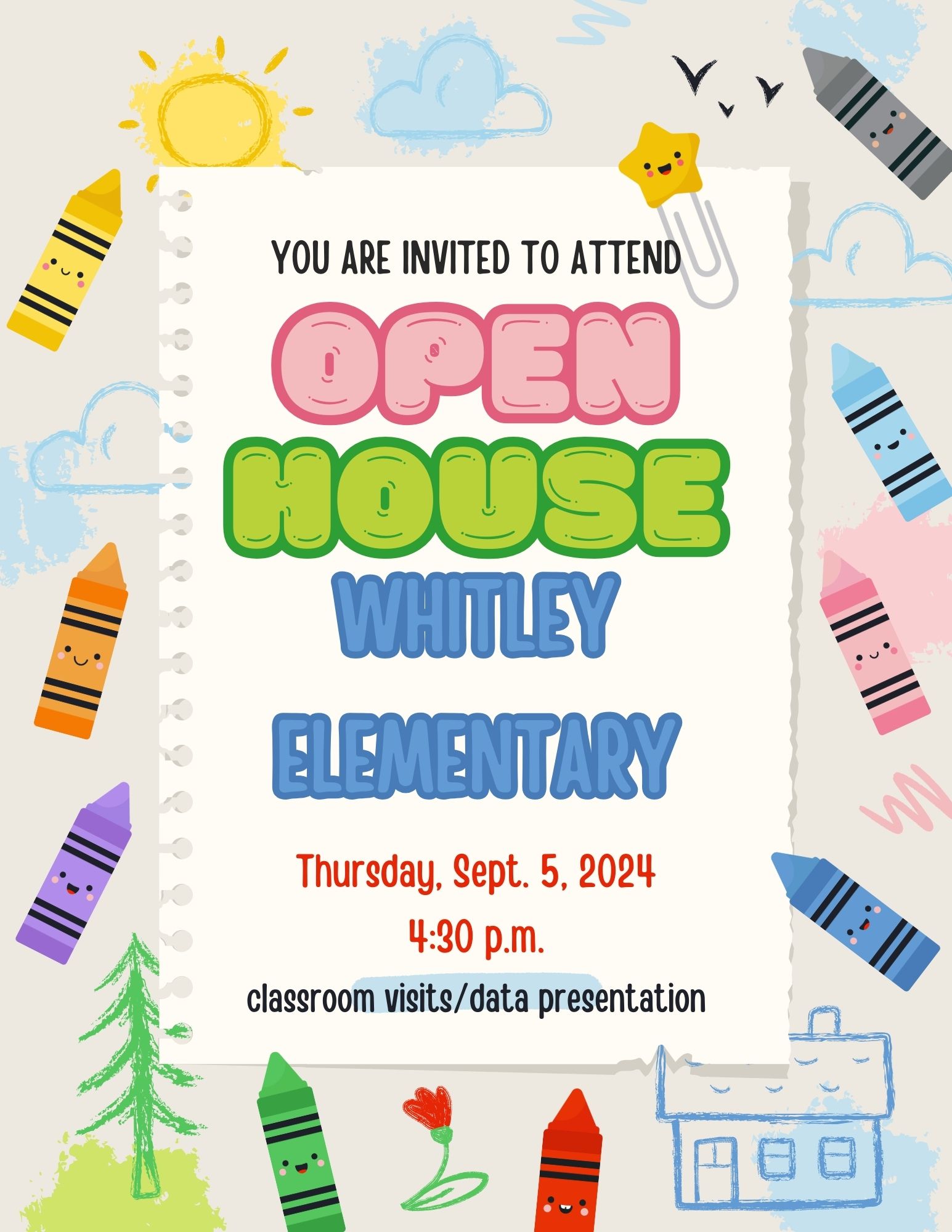 Open House Flyer for Thursday, Sept. 5 at 4:30