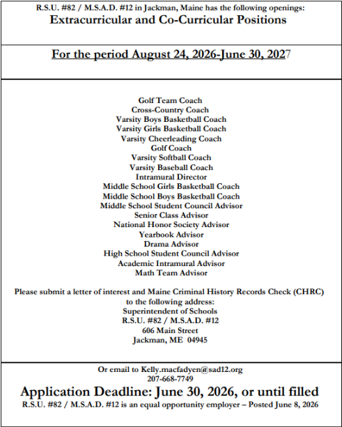 Extracurricular and Co-Curricular Position Openings