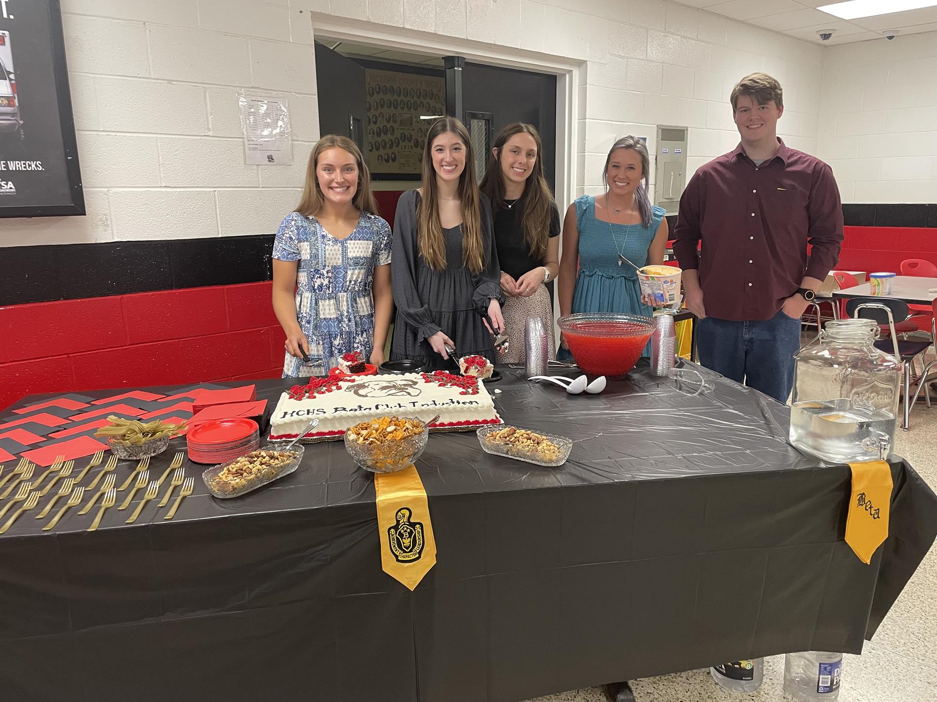 Existing Beta Club members serve refreshments at the Induction  Ceremony.