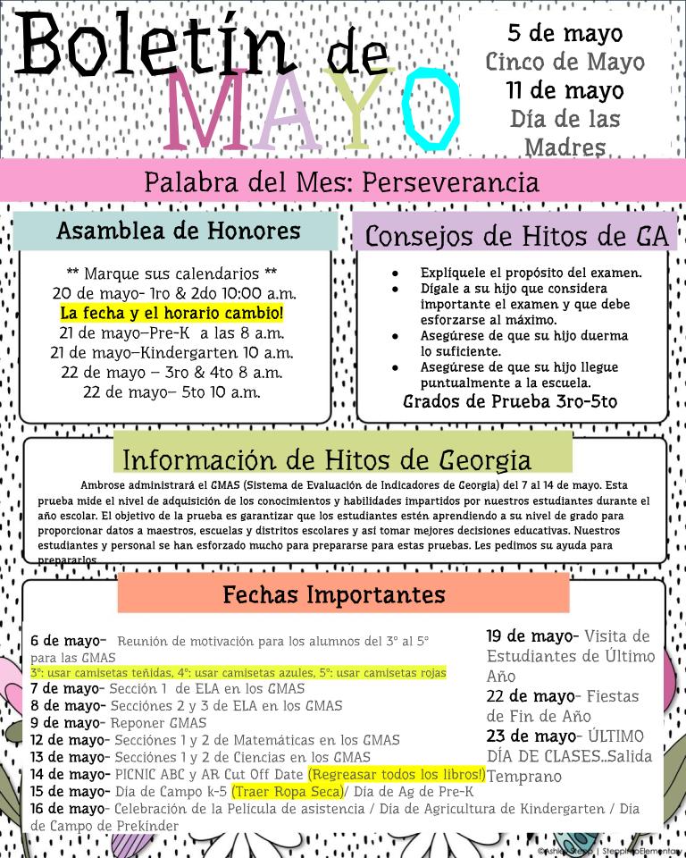 May Spanish Newsletter