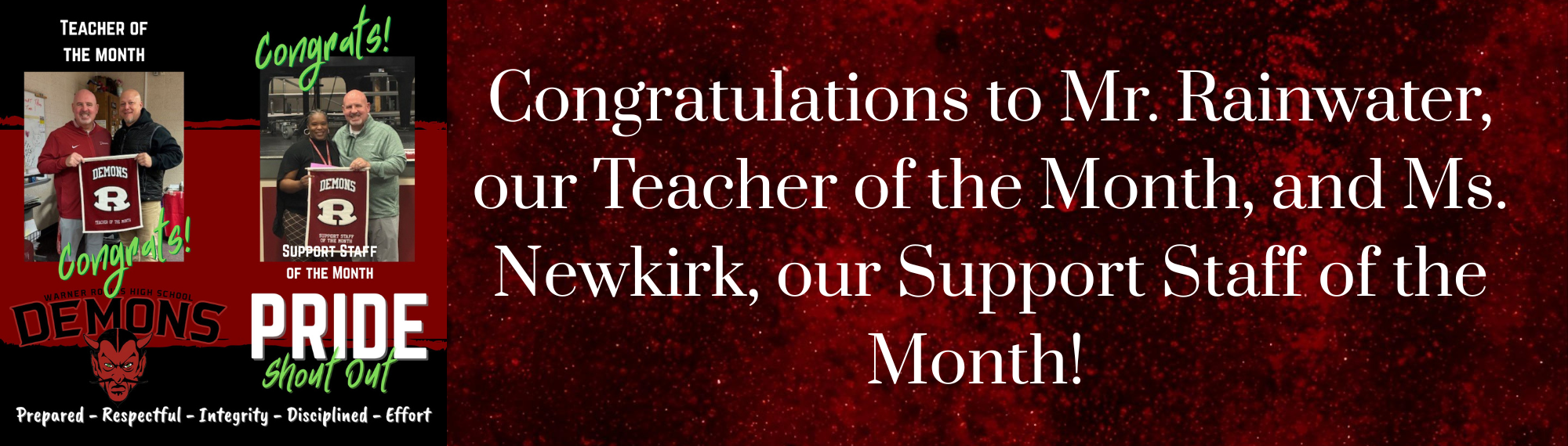 Congratulations to Mr. Rainwater and Ms. Newkirk!