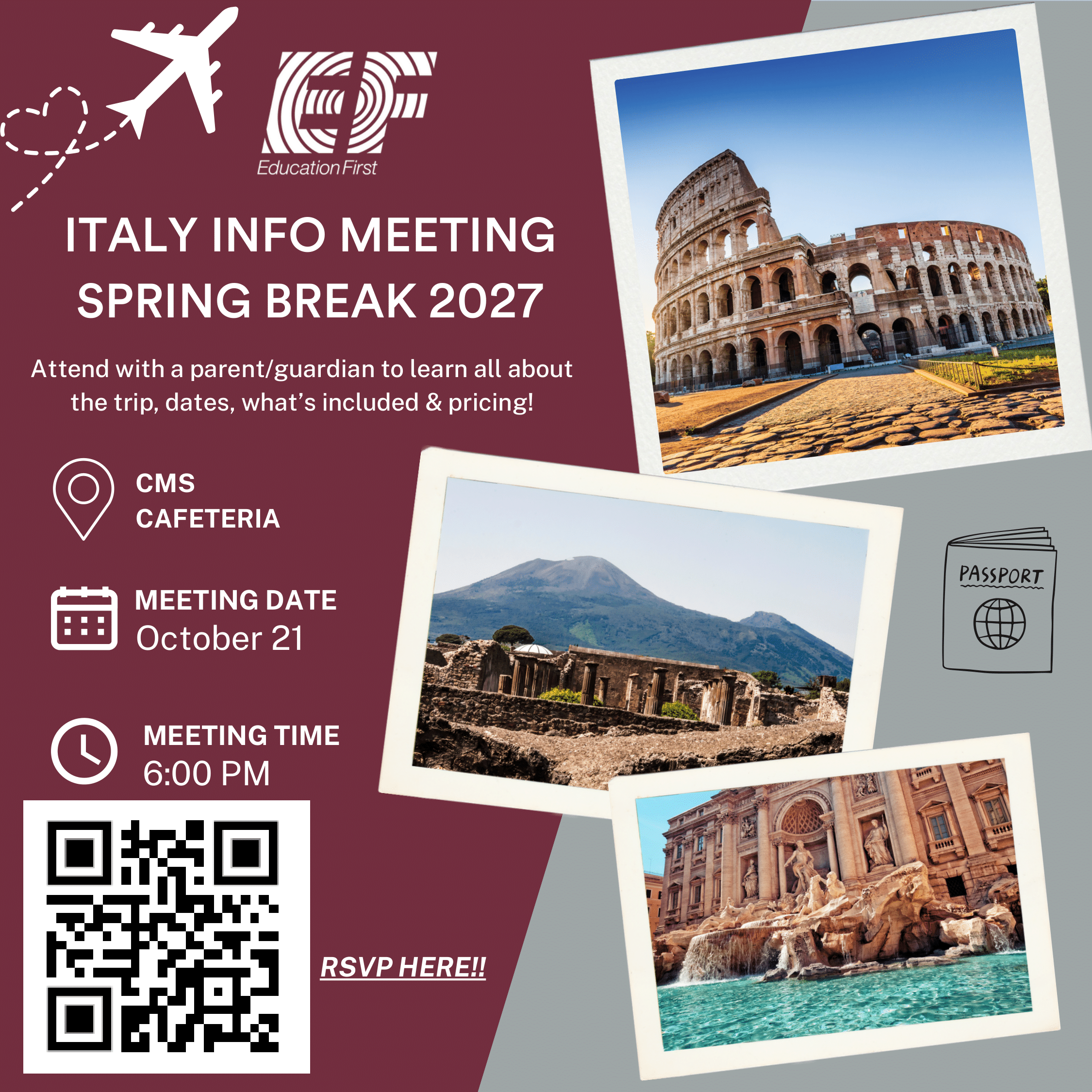 italy info meeting for spring break 2027
