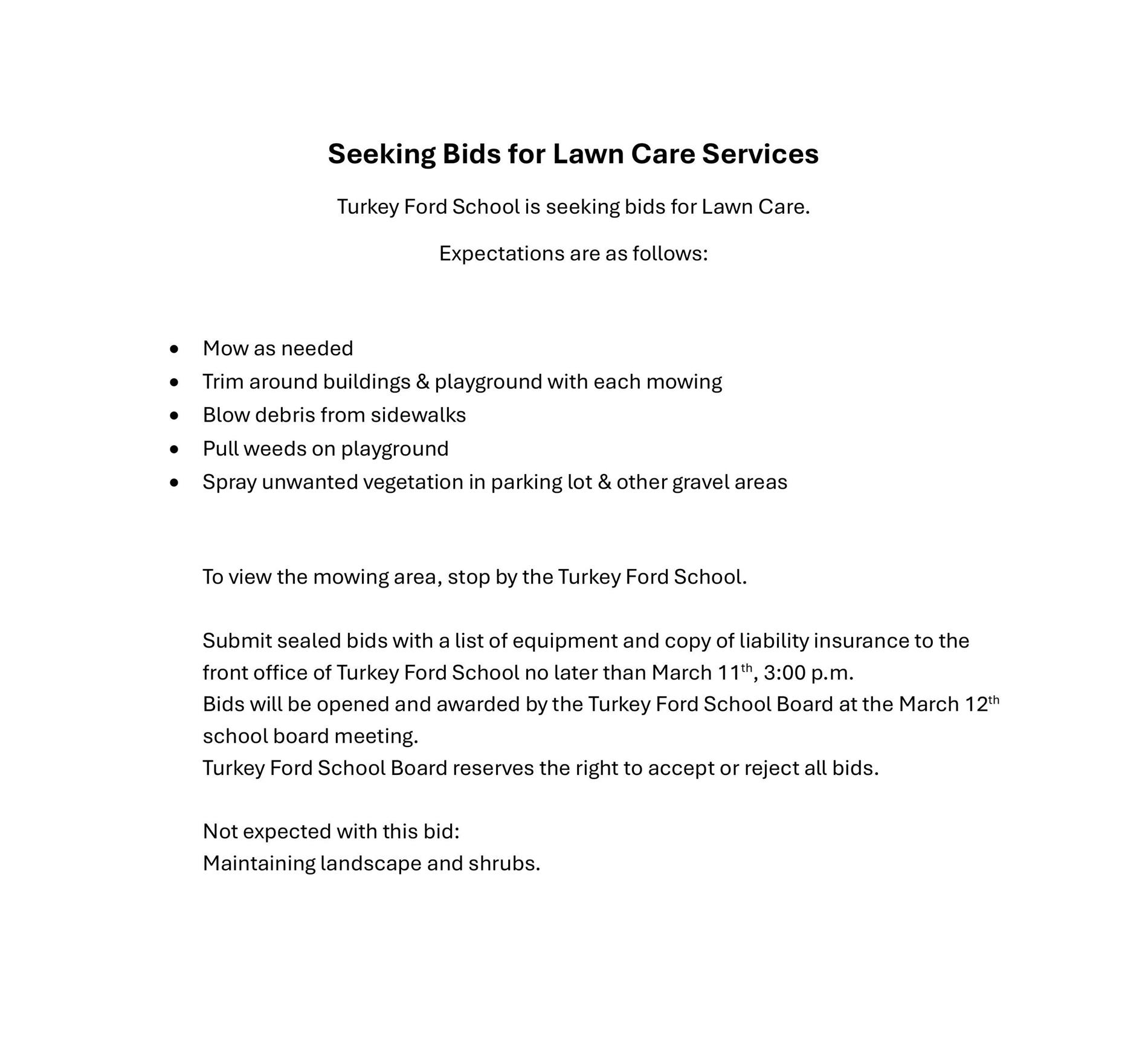 Lawn Care Bids 2026