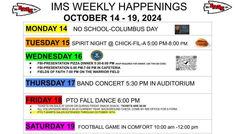 IMS WEEKLY HAPPENINGS OCTOBER 14 TO 19 2024