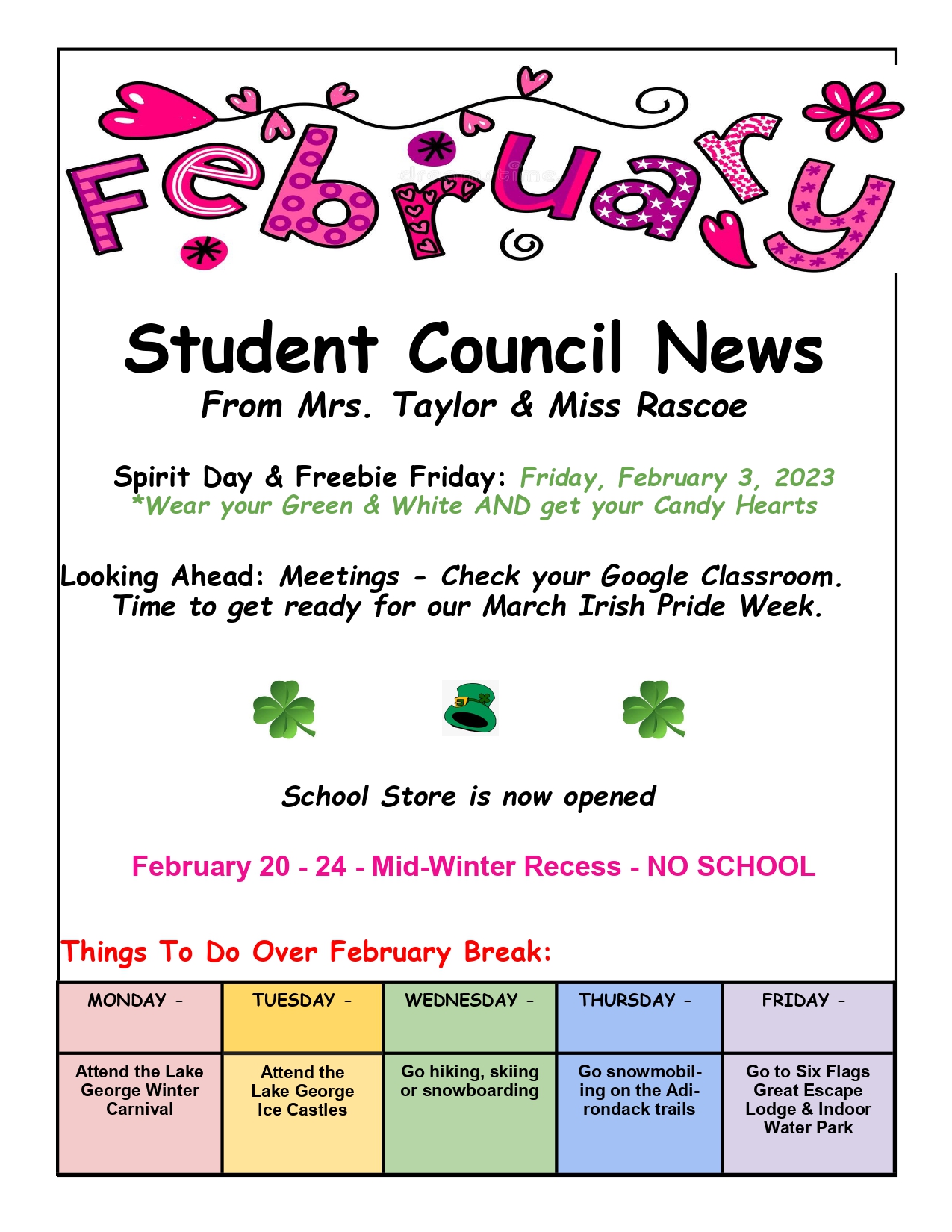 Student Council February News