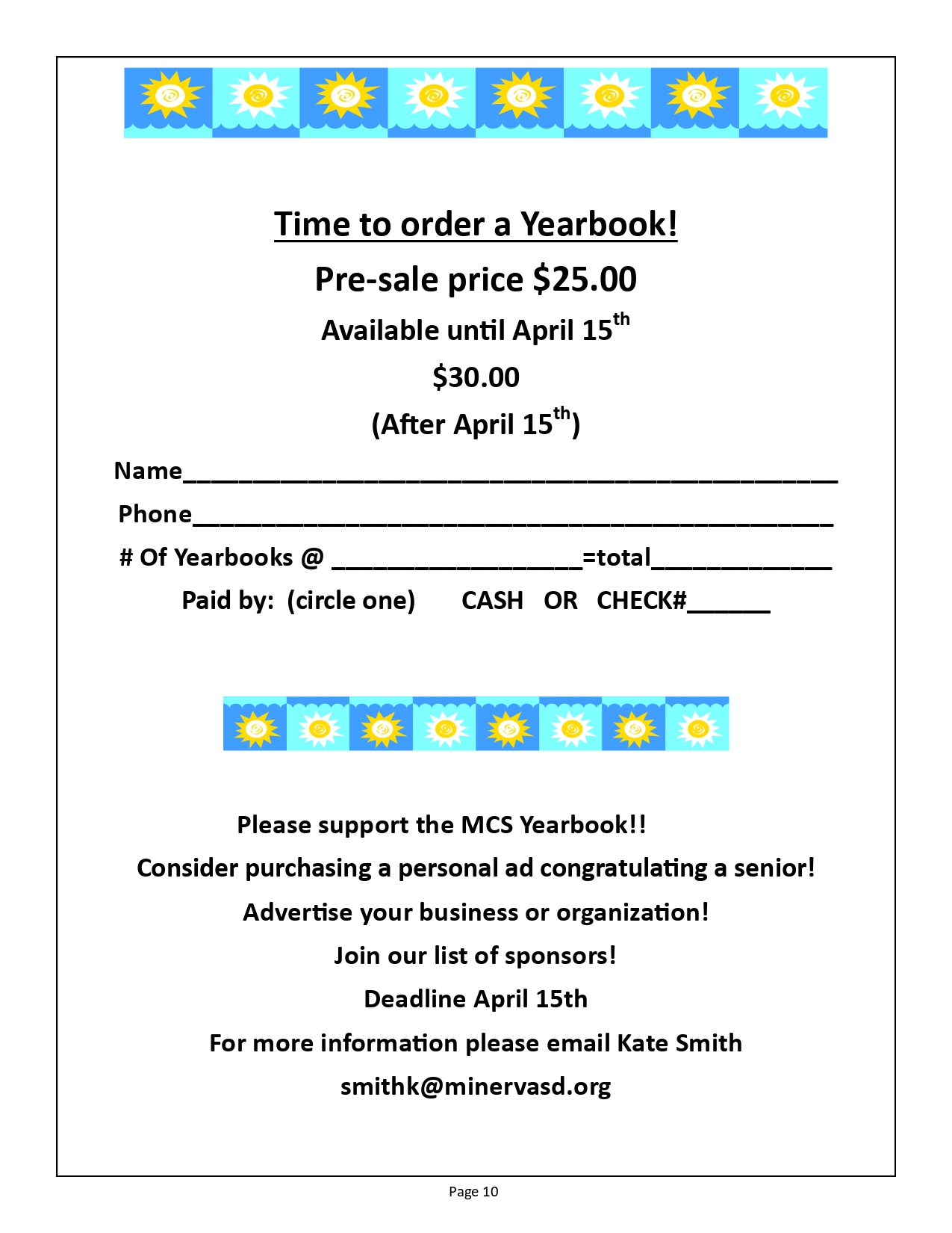 Yearbook order form