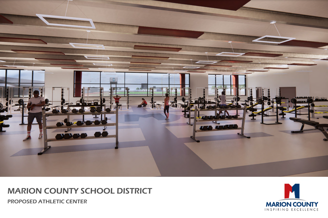 Athletic facility gym rendering
